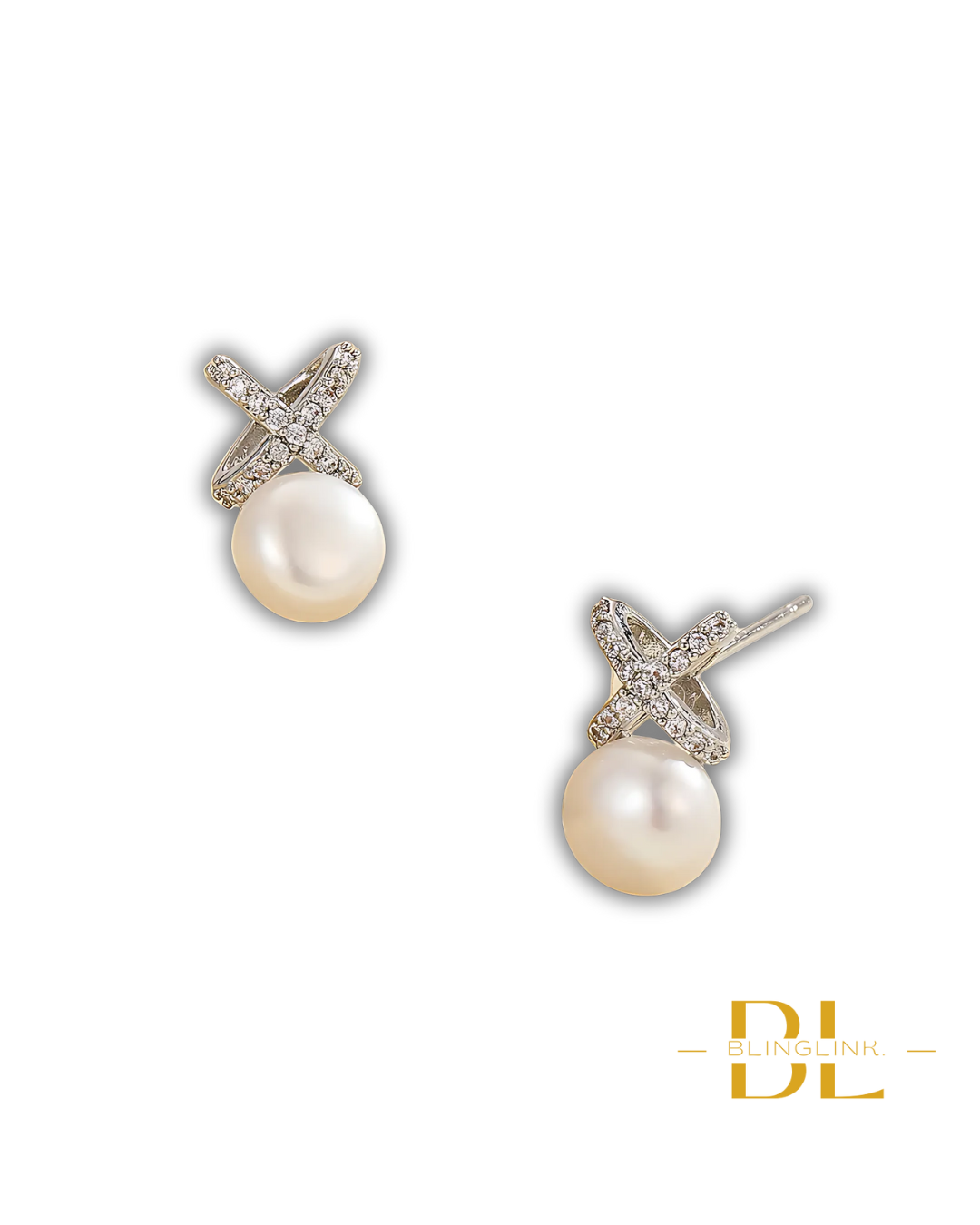 Pearl & Crystal 'X' Stud