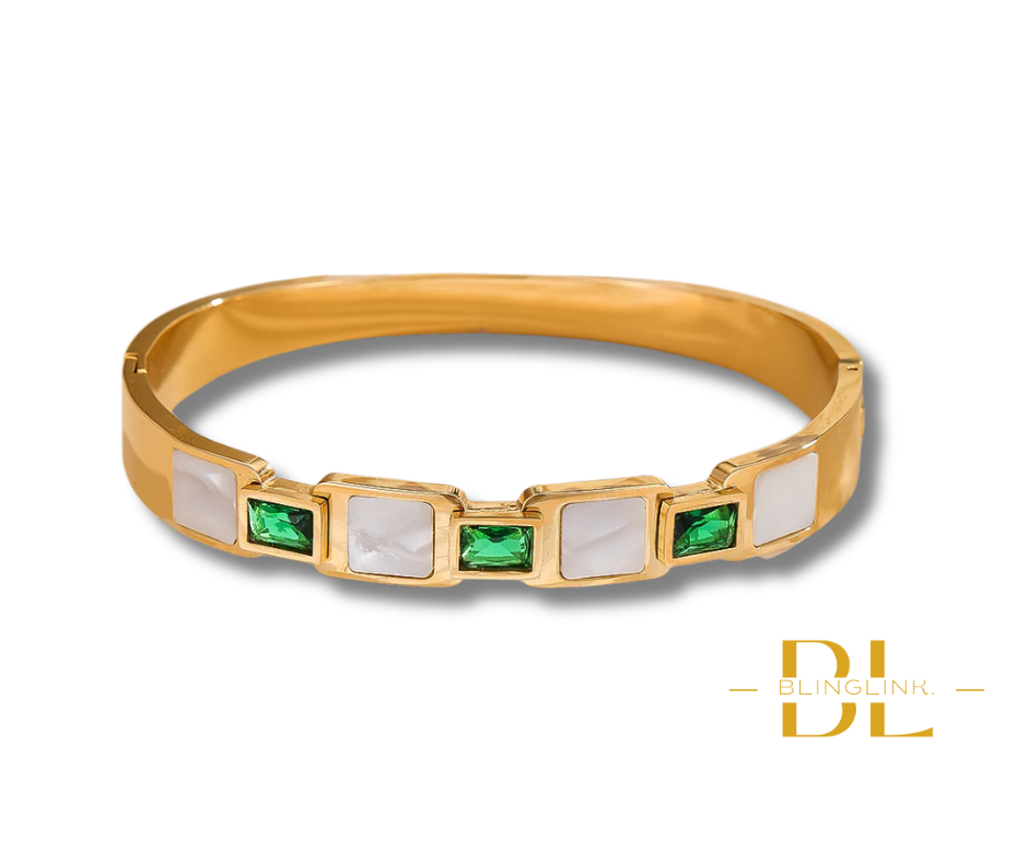 Emerald Shine Gold-Plated Bangle