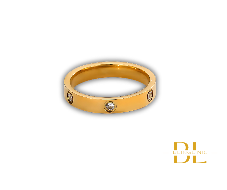 Trendy Gold-Tone Band with Crystal Accents