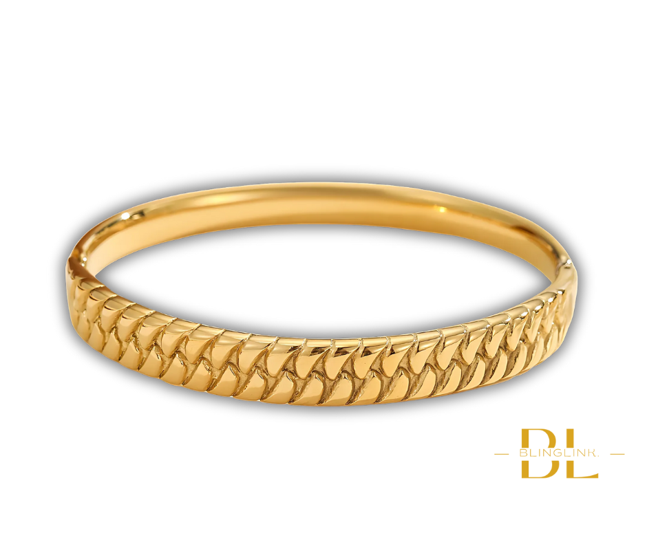 Classic Cuban Link Gold Bangle