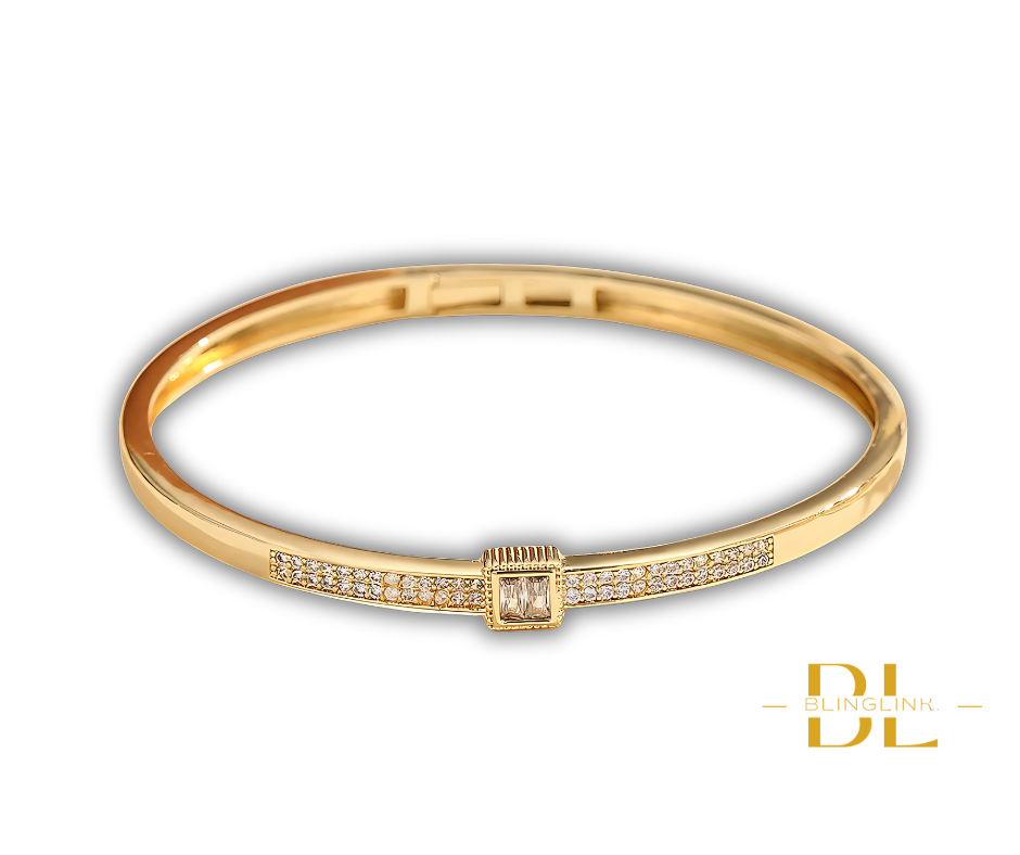 Elegant Gold-Tone Crystal Bangle