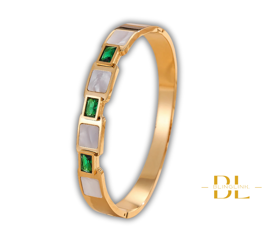 Emerald Shine Gold-Plated Bangle
