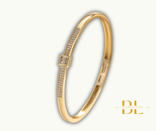 Elegant Gold-Tone Crystal Bangle