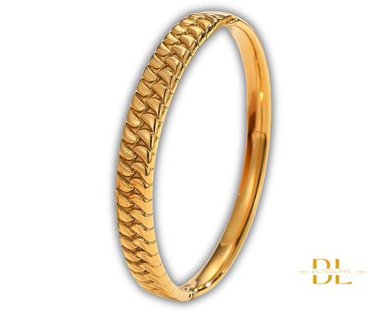 Classic Cuban Link Gold Bangle