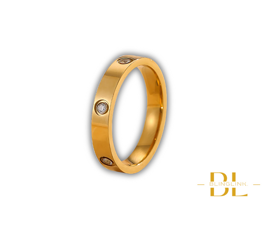 Trendy Gold-Tone Band with Crystal Accents