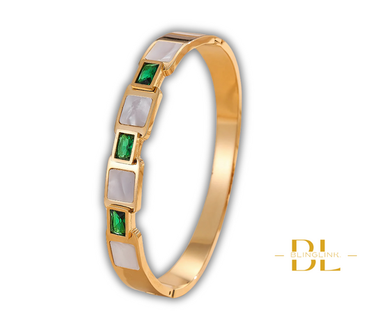 Emerald Shine Gold-Plated Bangle